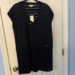Calvin Klein Black Mesh Swim Coverup